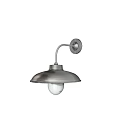 Golden Minimalist Chandelier With Curved Arm And Round Lampshade On Pink Wall
