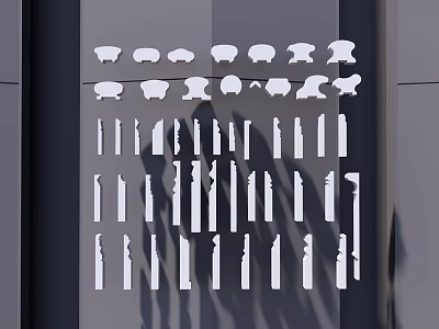 Gypsum Cornice Display Of Various Decorative Profiles And Shapes For Interior Design 3d model