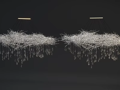 Unique Shaped Modern Chandeliers With Branch Like Structure And Crystal Pendants 3d model