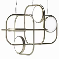 Modern Geometric Pendant Light With Metal Frame And Circular White Shades