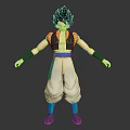Anime Character Black Hair Yellow Blue Outfit White Baggy Pants Blue Shoes Standing