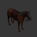 Brown Toy Horse Model With Leather Saddle Red Blanket And Reins