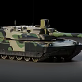 Modern Armored Military Tank With Camouflage Pattern Turret Cannon And Tracks