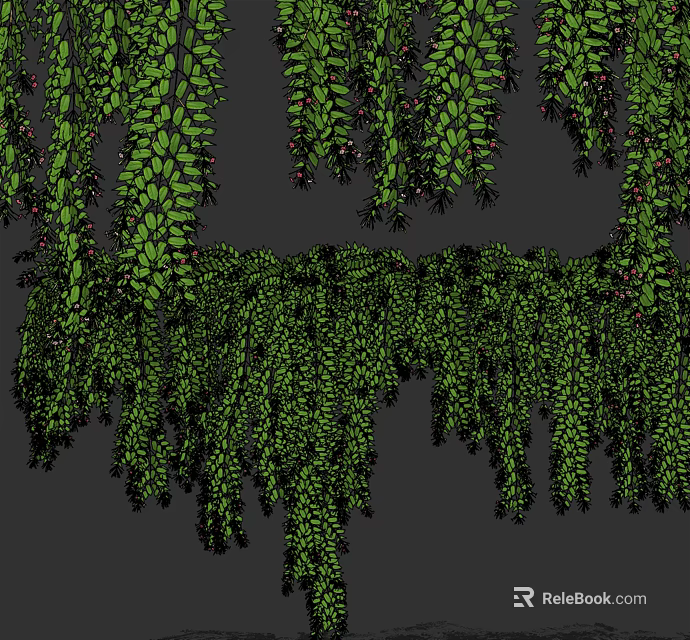 Lush Green Hanging Vines With Dense Foliage For Decorative Garden Design 3d model 