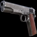Classic Pistol with Metal Body Textured Wooden Grip and Brown Design Details
