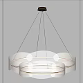 Elegant Modern White Translucent Chandelier With Layered Circular Rings And Soft Glow