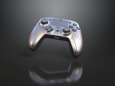 Console Game Store Featuring Silver Wireless Game Controller with Modern Design 3d model