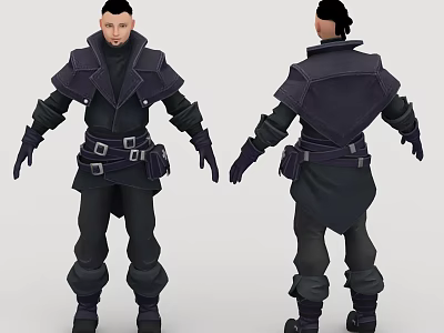 Game and Movie Character in Dark Tactical Outfit with Belt Gloves and Boots 3d model