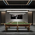 Modern Billiard Room Interior With Pool Table And Leather Sofa