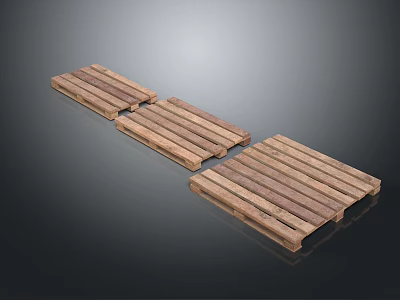 Sturdy Wooden Pallets With Natural Wood Slats And Smooth Surface Design 3d model
