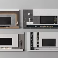 Modern TV Wall Cabinet Designs With Wooden Gray White Storage Shelves And Decor
