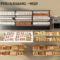 TPHUAXIANG 9527 Assorted Food Display With Various Breads Pastries And Cookies On Shelves