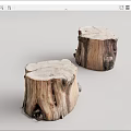 Rustic Natural Wood Tree Stump Shaped Stools With Organic Texture And Smooth Top