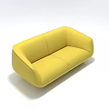 Yellow Modern Two Seater Sofa With Rounded Design And Comfortable Seats 3d model