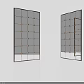 Modern Glass Room Divider With Square Grid Panels And Building Reflections