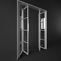 Sturdy Modern Security Door With Glass Panels And Metal Frame Design