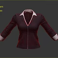 Dark Blue Jacket with White Collar and Cuffs Featuring Zipper Design 3d model