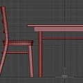 Wooden Table and Chair Set Featuring Metal Legs and Wooden Backrest Design