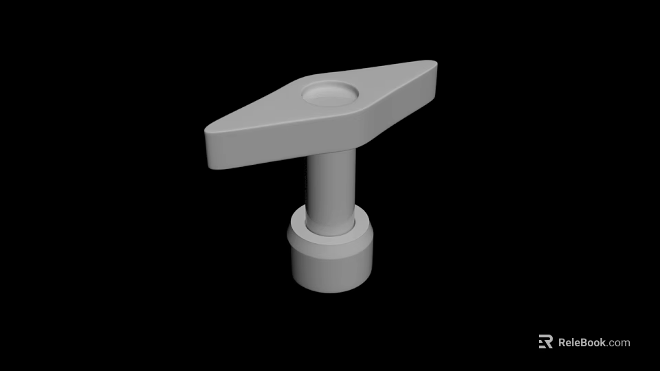 White Industrial Component 3D Model Design With Triangular Top Central Hole And Cylindrical Base 3d model 