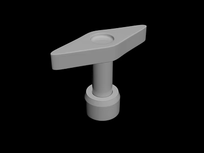 White Industrial Component 3D Model Design With Triangular Top Central Hole And Cylindrical Base 3d model