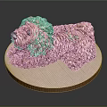 Brown Dog Shaped Cake With Fluffy Texture On Round Decorative Base 3d model