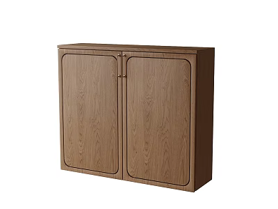 Modern Minimalist Wooden Entryway Cabinet Sideboard With Double Door Design And Natural Wood Finish 3d model