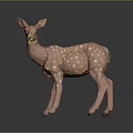 Pink Deer With Yellow Spots Standing On Gray Background In Decorative Design 3d model