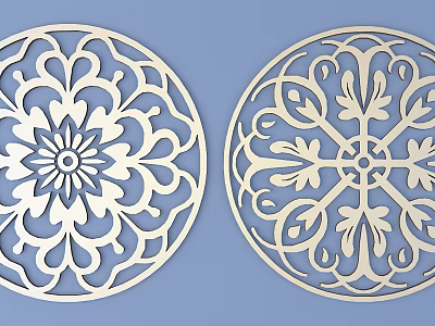 Intricate Circular Carved Patterns With Hollow Out Floral Decorative Designs 3d model