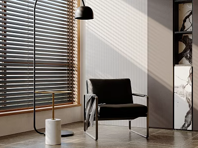 Stylish Inflatable Furniture Design In Modern Interior With Floor Lamp And Blinds 3d model
