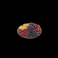 Colorful Assorted Fresh Fruits Platter with Orange Slices Grapes Strawberries Raspberries and Blackberries