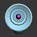 Futuristic Weapon With Blue Yellow Orange Accents Spiral Design And Pink Tip