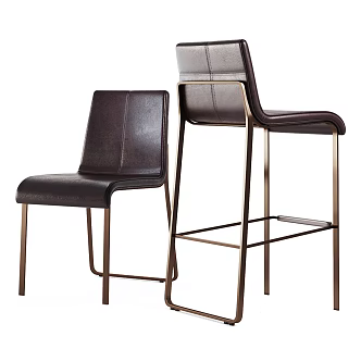 Modern Light Luxury Leather Bar Chair 3d model
