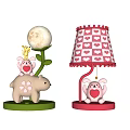 Adorable Table Lamp Featuring Heart Pattern Rabbit Bear Figures And Moon Design