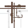 Red and White Pipes with Valves and Fittings Mounted on White Wall