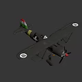 Vintage Biplane Fighter Plane With Propeller Red Nose And National Emblem