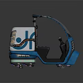 Blue and White Modern Taxi Motorcycle With Transparent Canopy Black Seat And Alen Taxi Logo