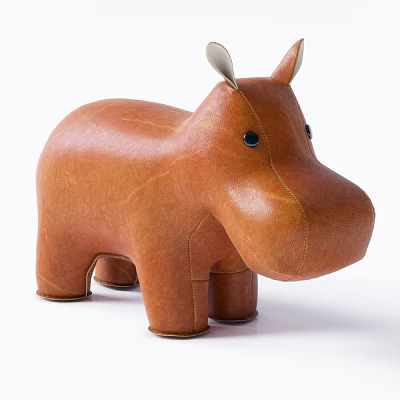 Brown Leather Hippo Stuffed Toy With Cute Design Soft Texture And Adorable Look 3d model