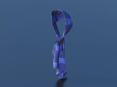 Purple Woven Tie With Tied Knot On Blue Background Naturally Hanging Texture 3d model