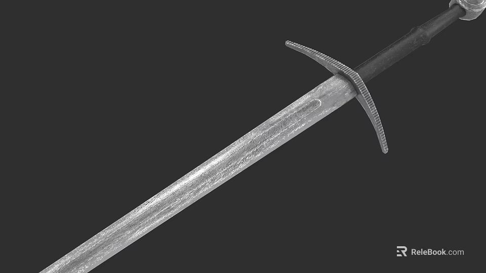 Ancient Metallic Sword With Sharp Blade Intricate Crossguard And Textured Hilt 3d model 