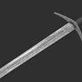 Ancient Metallic Sword With Sharp Blade Intricate Crossguard And Textured Hilt