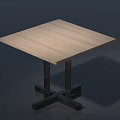 Modern Square Dining Table With Wooden Top And Black Metal Legs