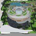 Outdoor Children's Play Area Design Featuring Circular Pool Green Landscape And Trees