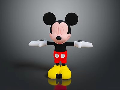 Classic Mickey Mouse Character With Black Ears White Gloves Red Shorts And Yellow Shoes 3d model