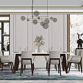 Modern Dining Table and Chair Combination Dining Table 3d model