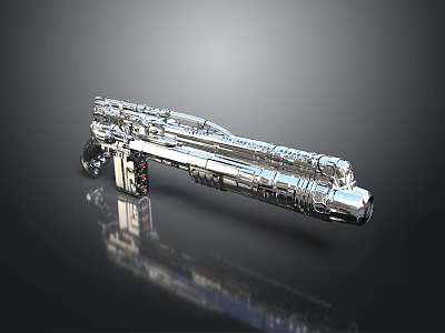 Futuristic Metallic Sci Fi Weapon With Advanced Mechanical Structure And Shiny Surface 3d model