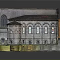 Detailed Church Style Architectural Model With Arched Windows Stained Glass And Tile Roof