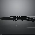 Black Tactical Knife With Sharp Blade And Perforated Handle Design
