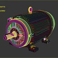 Dark Blue Industrial Electric Motor With Cooling Fins Sturdy Base And Hanging Ring