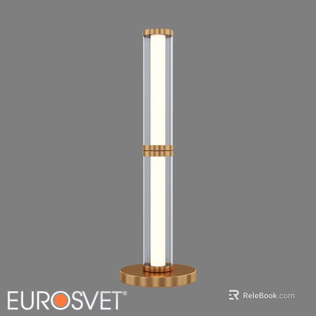 Modern Table Lamp With Glass Column And Golden Accent Metal Base 3d model 