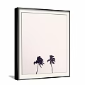 Modern Plant Painting With Two Palm Tree Silhouettes On Light Background In White Frame